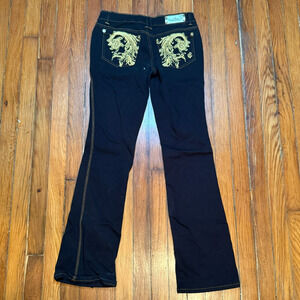 Vintage Rocawear Jeans Bootcut 7 Dark Wash Low Rise Embroidered Hip Hop Denim